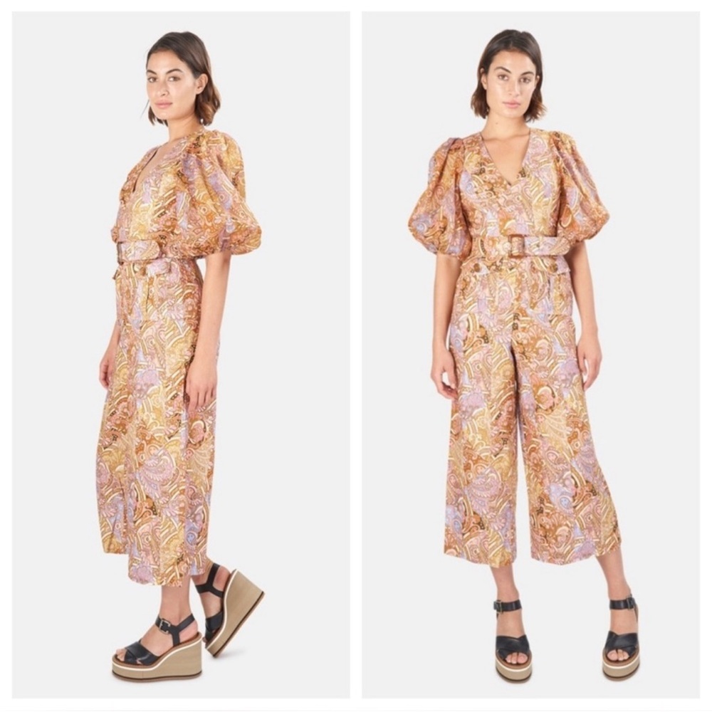 Zimmermann Concert Paisley Linen Belted Jumpsuit NWOT - Picture 3 of 12